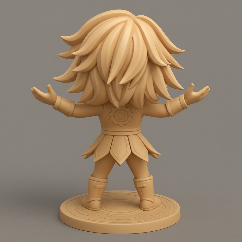 face anatomy 3d model-create 3d face model from photo_Joyful Chibi Guardian - Welcoming Pose Figurine