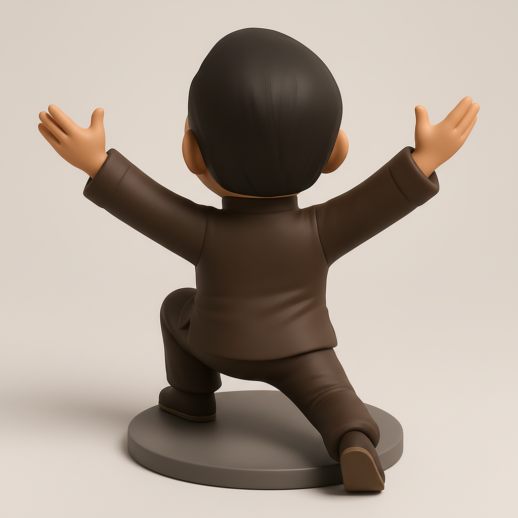 face to 3d model ai-3D portrait printing from photo_Joyful Tai Chi Master Figurine: Positive Energy