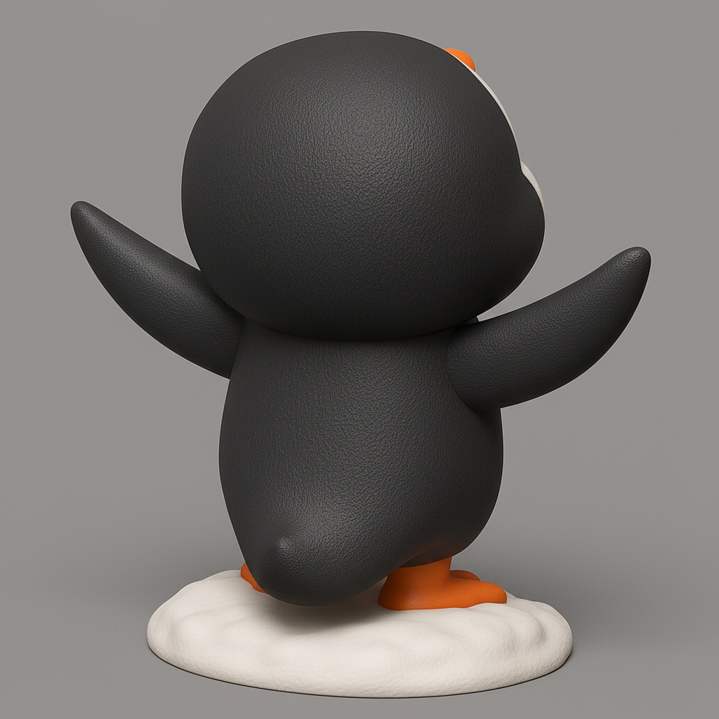 face anatomy 3d model-create 3d face model from photo_Charming Waving Penguin: Easy-Print Desk Decor!