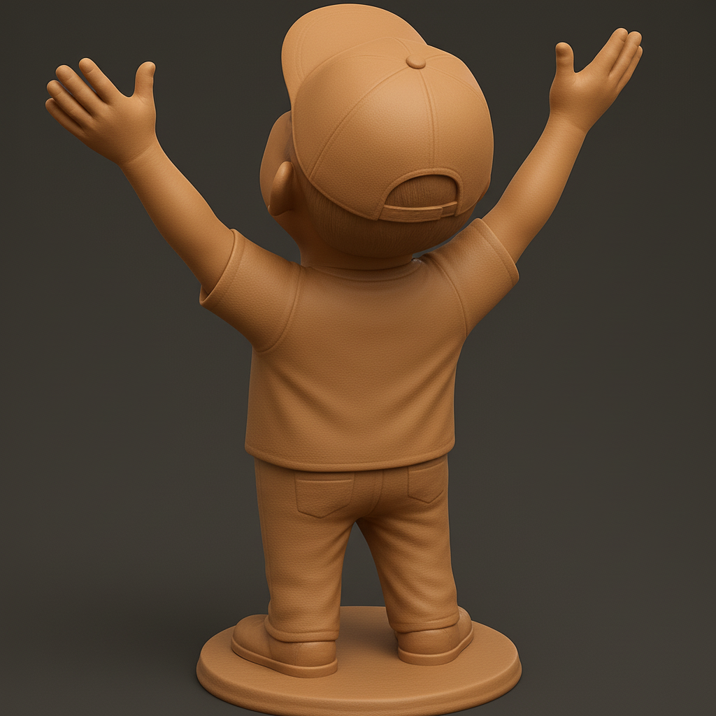 silhouette 3d printer maker-3d portrait printing_Joyful 3D Kid Figurine with Open Arms