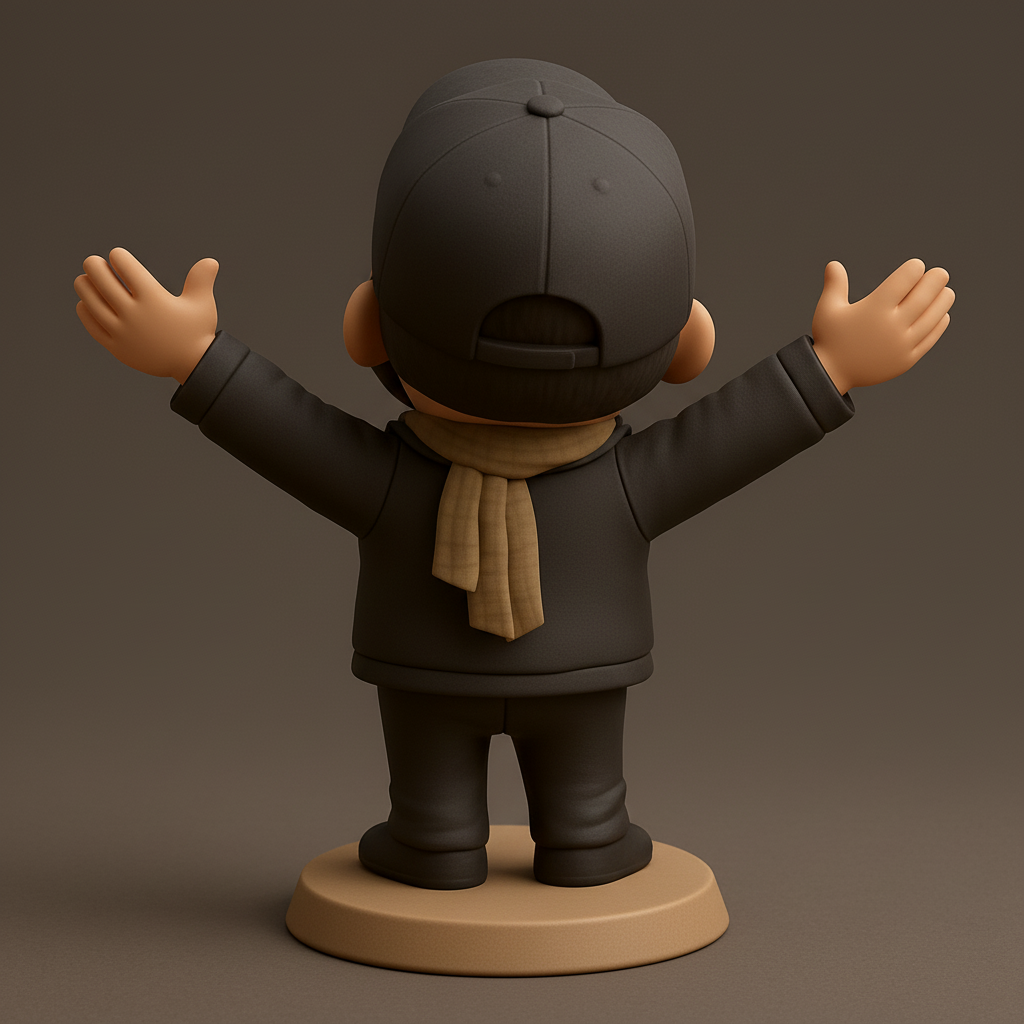 silhouette 3d printer maker-3d portrait printing_Embrace Joy: Happy Bearded Man Figurine