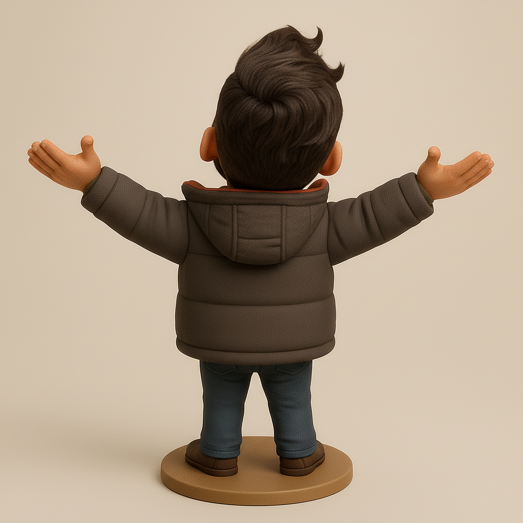 silhouette 3d printer maker-3d portrait printing_Joyful Character with Outstretched Arms