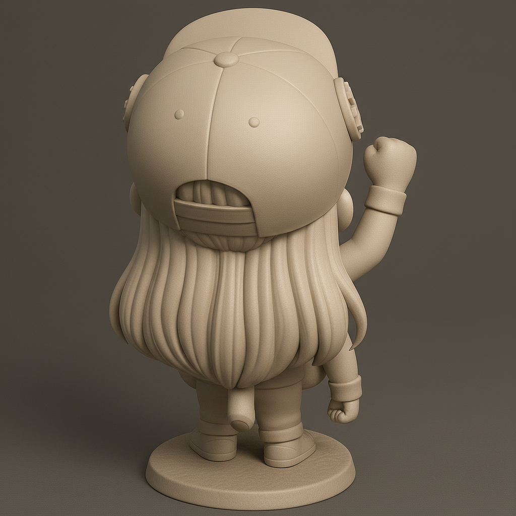 silhouette 3d printer maker-3d portrait printing_Joyful Kid with Plush Cat Companion