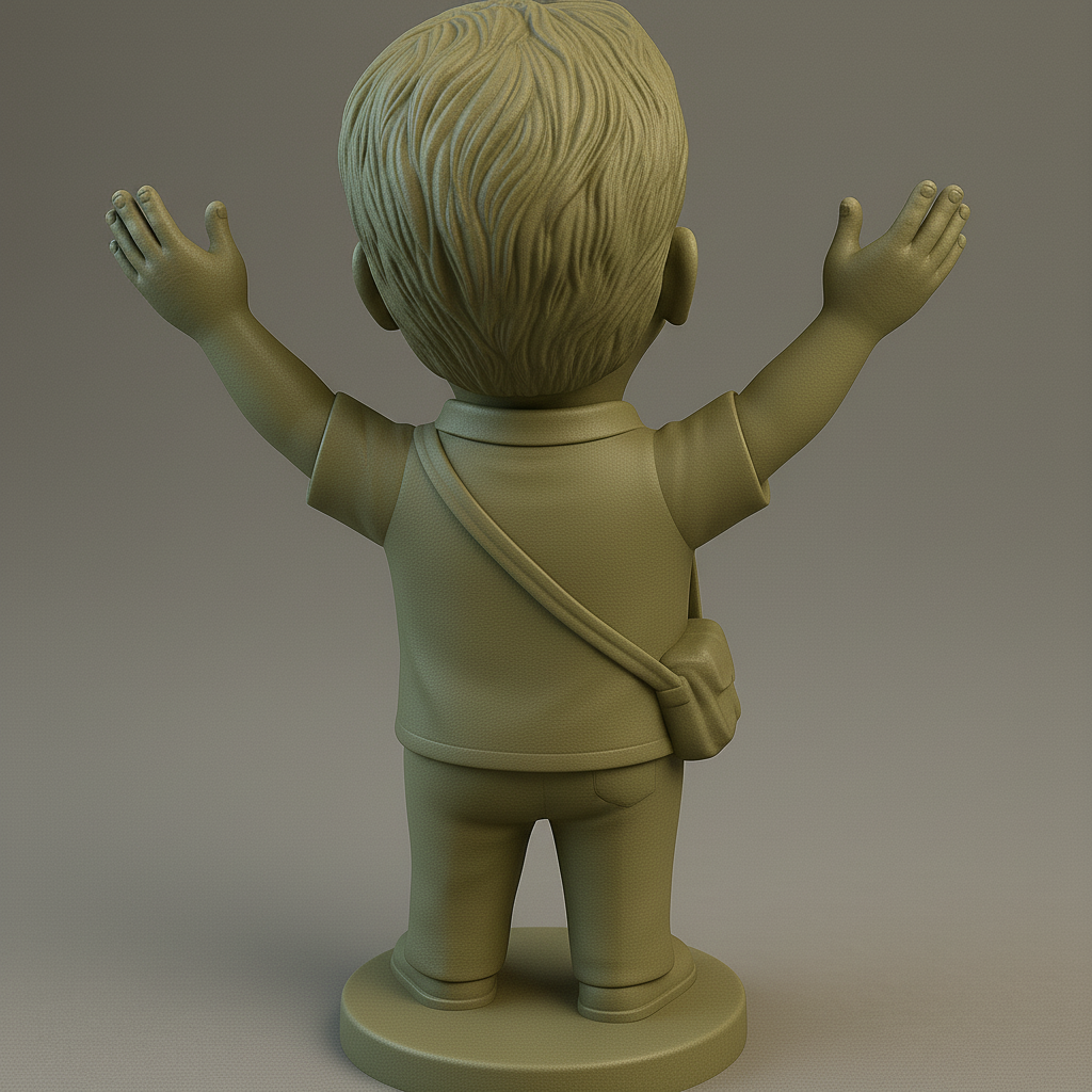 silhouette 3d printer maker-3d portrait printing_Joyful Figurine with Outstretched Arms