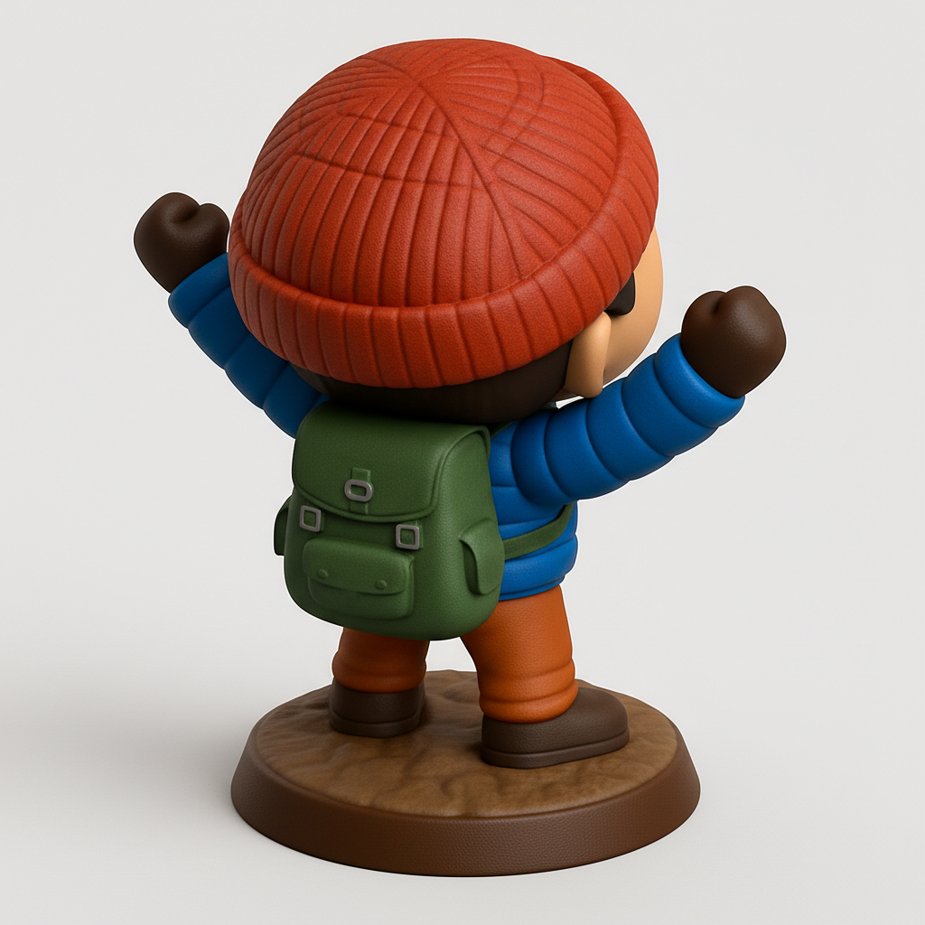 face anatomy 3d model-create 3d face model from photo_Joyful Hiker Figurine: Celebrate Every Adventure!