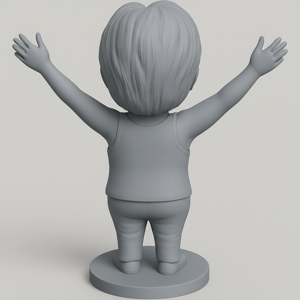 silhouette 3d printer maker-3d portrait printing_Embrace Life: Happy Woman Bobble-Style Statue