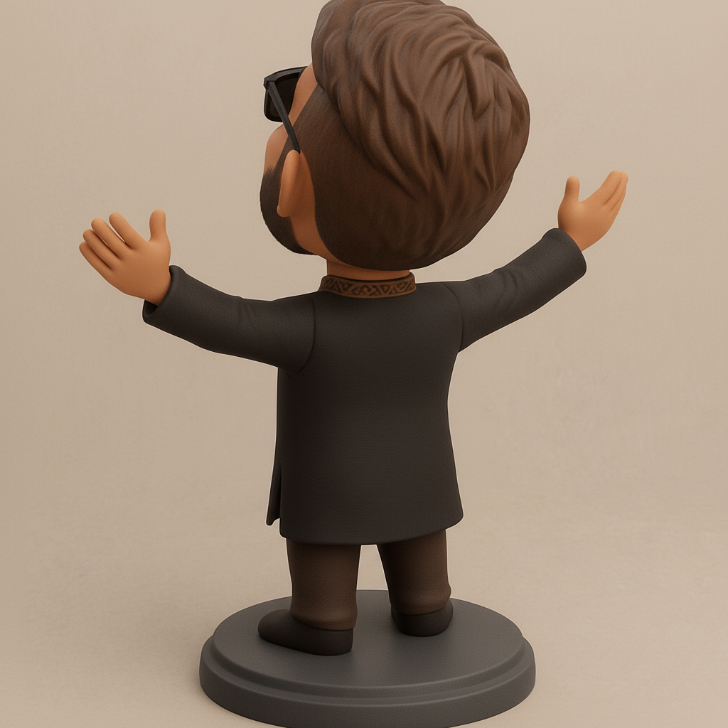 face anatomy 3d model-create 3d face model from photo_Joyful Bearded Man Figurine - Celebrate with Style!