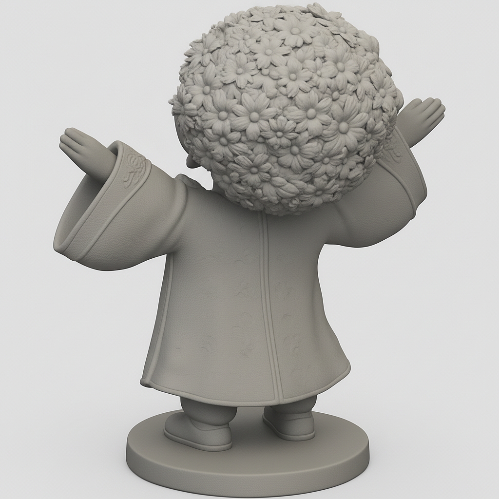 face anatomy 3d model-create 3d face model from photo_Radiant Joy: Flower Crown Child Figurine