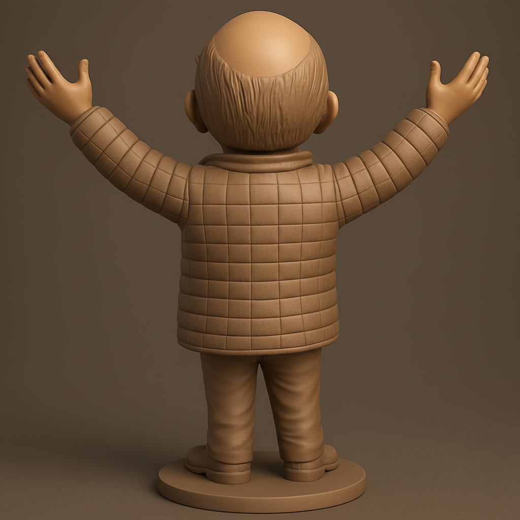 face anatomy 3d model-create 3d face model from photo_Joyful Gesture Bobblehead Style Figurine