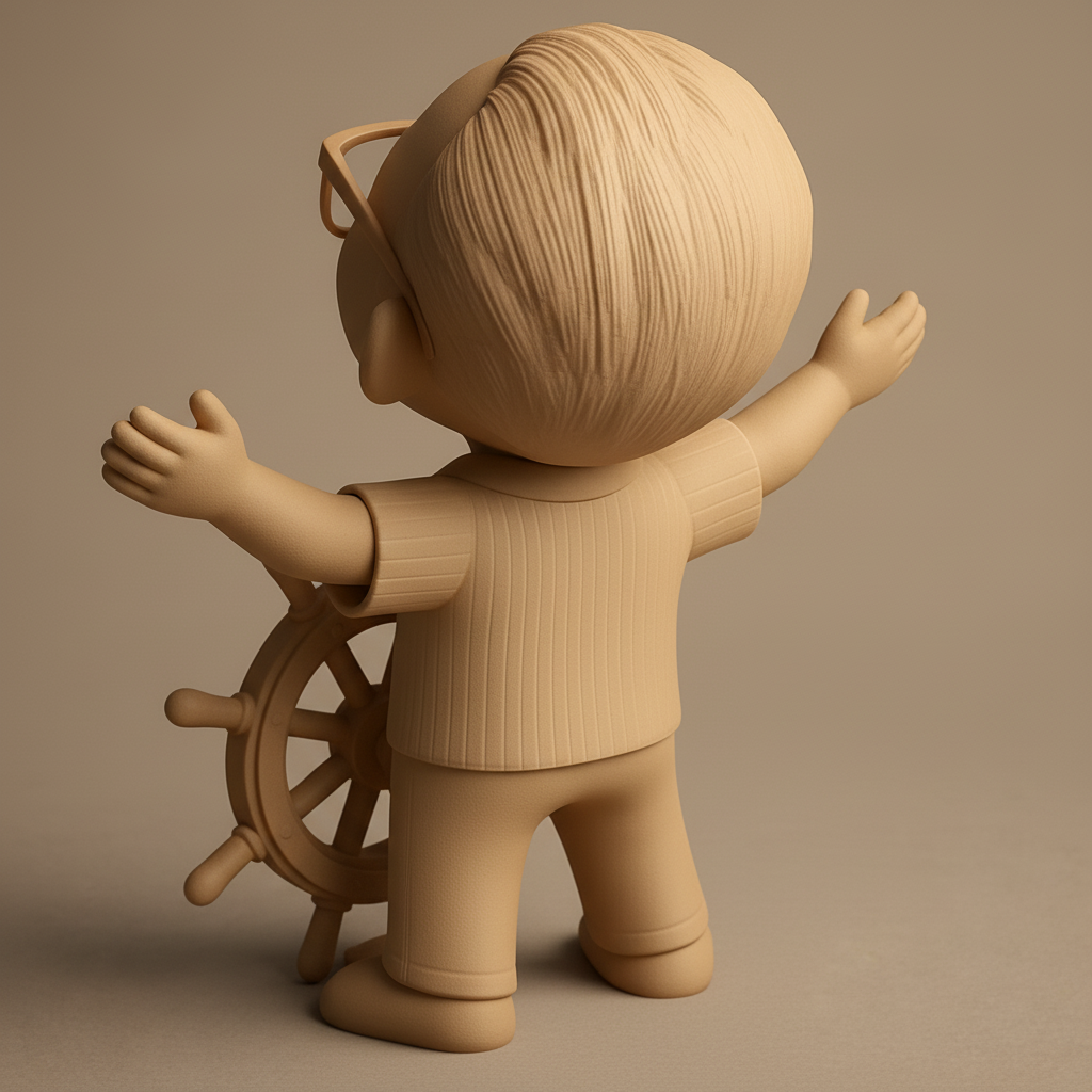 face to 3d model ai-3D portrait printing from photo_Steer Your Day! Optimistic Captain & Wheel Model