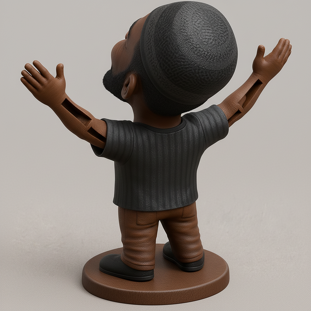 silhouette 3d printer maker-3d portrait printing_Uplifted Spirit Bobblehead: Celebrate Joy!
