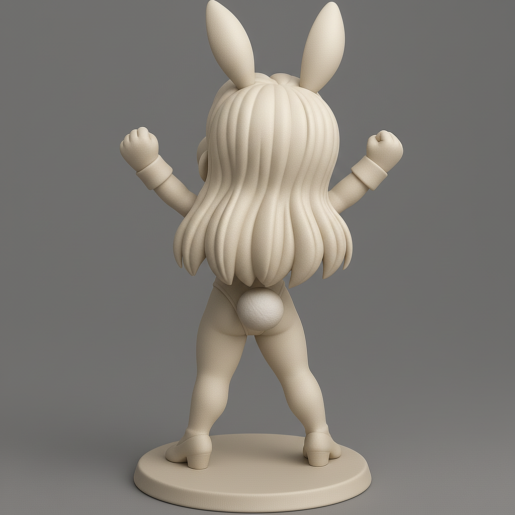 silhouette 3d printer maker-3d portrait printing_Cheerful Bunny Girl Figurine for Printing