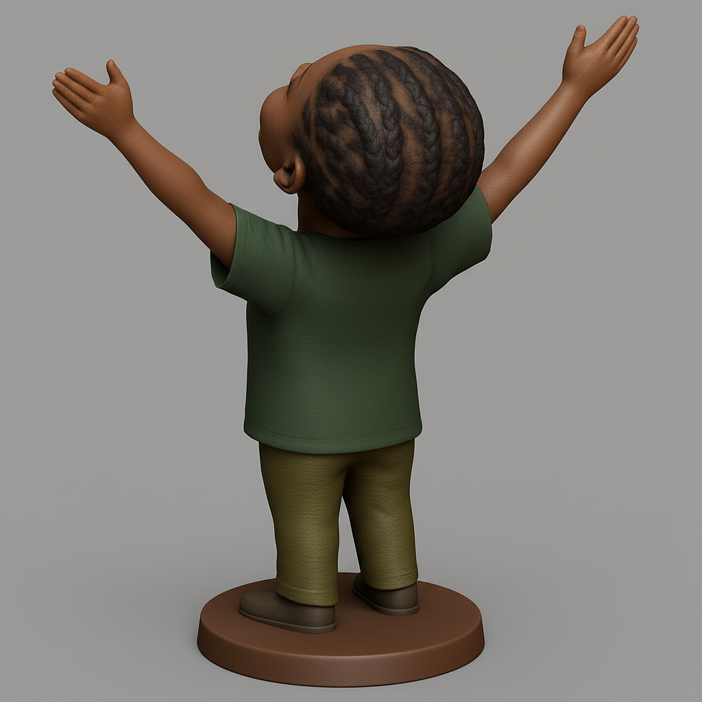 silhouette 3d printer maker-3d portrait printing_Everest Joy: Celebratory Child Bobblehead Statue