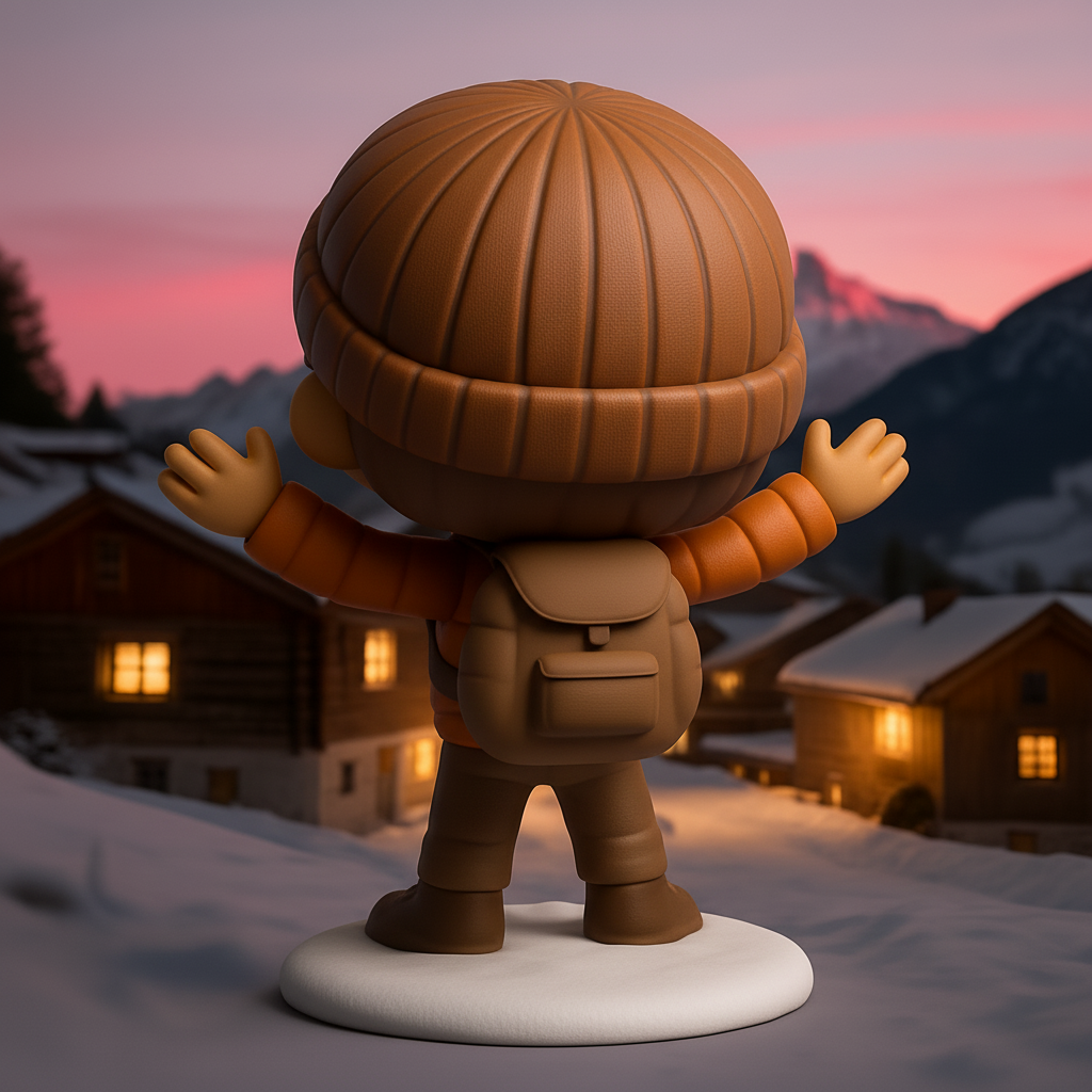 face to 3d model ai-3D portrait printing from photo_Winter Wanderer Stylized Figurine - Cozy Desk Pal
