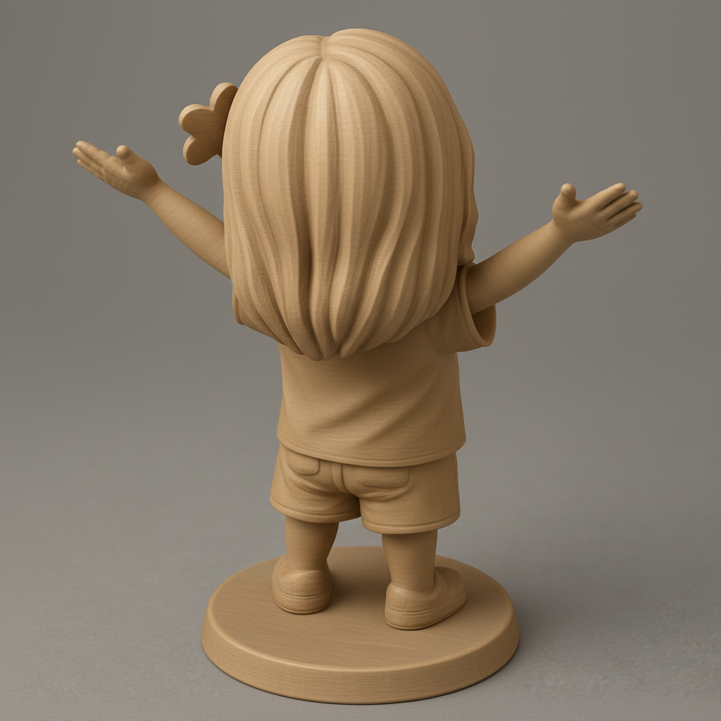 face to 3d model ai-3D portrait printing from photo_Radiant Joyful Girl Statue with Open Arms