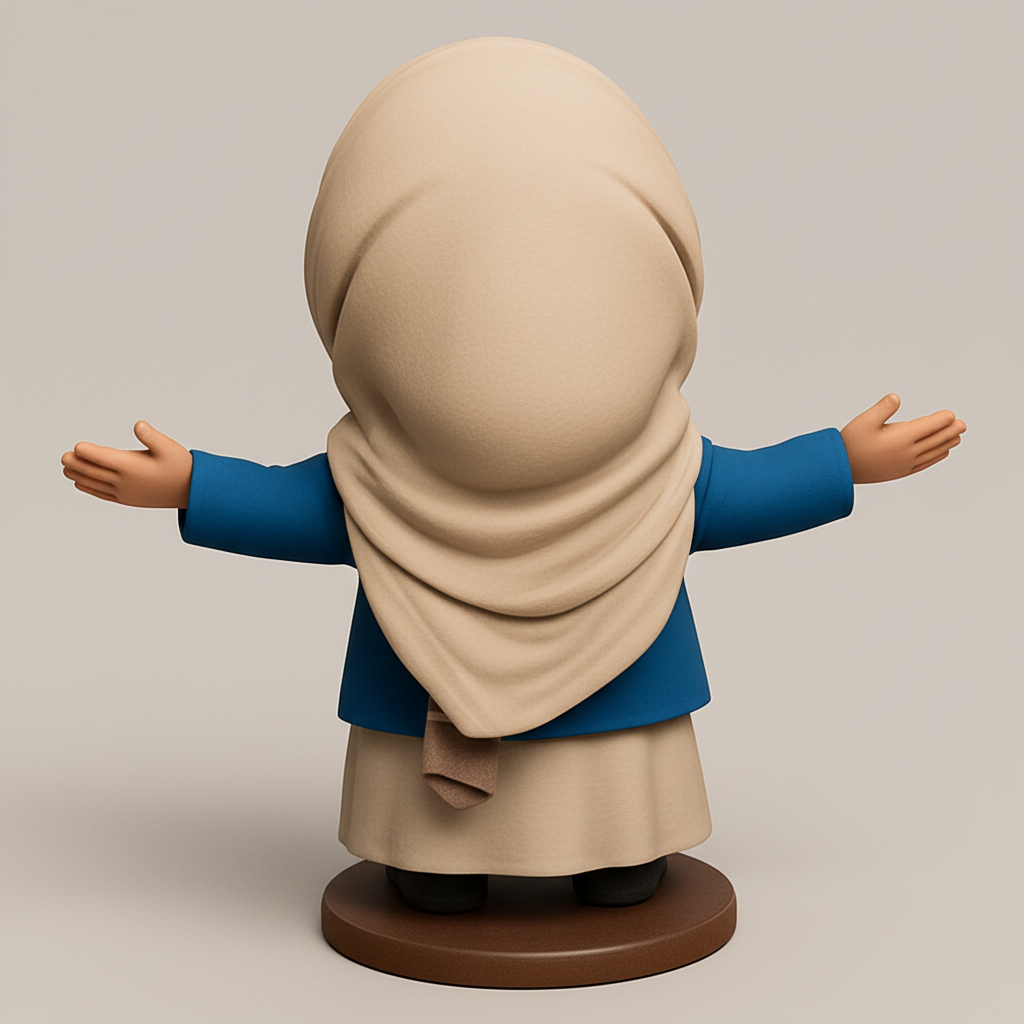 face to 3d model ai-3D portrait printing from photo_Joyful Hijabi Embrace Figurine - Inspiring Decor