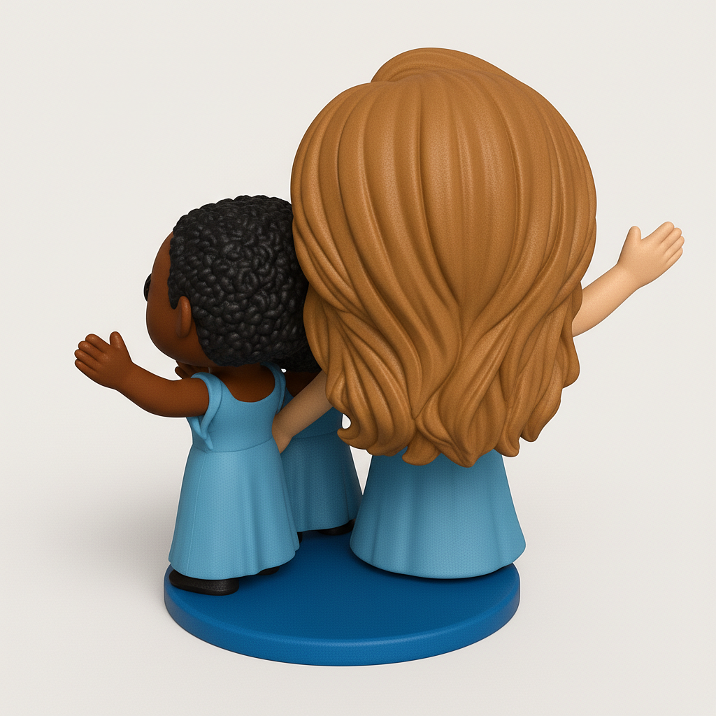 face to 3d model ai-3D portrait printing from photo_Funko Pop-Style Trio: Celebrate Sisterhood & Song