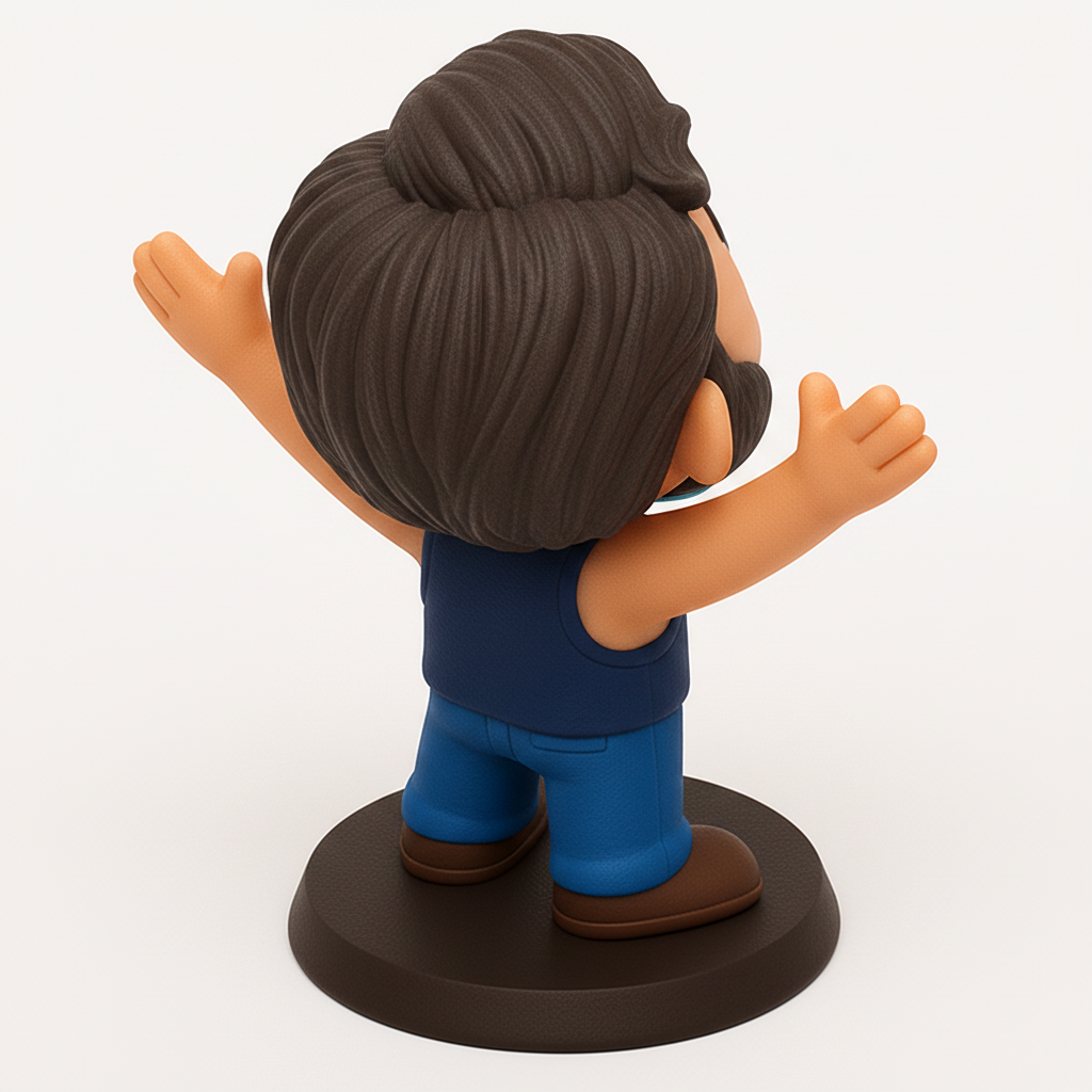 face anatomy 3d model-create 3d face model from photo_Excited Bearded Man Figurine - Desk Buddy & Gift