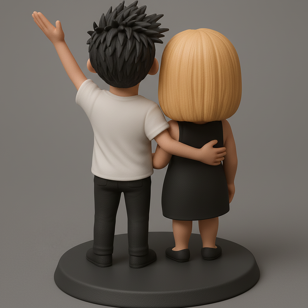 silhouette 3d printer maker-3d portrait printing_Charming Couple 3D Figurine