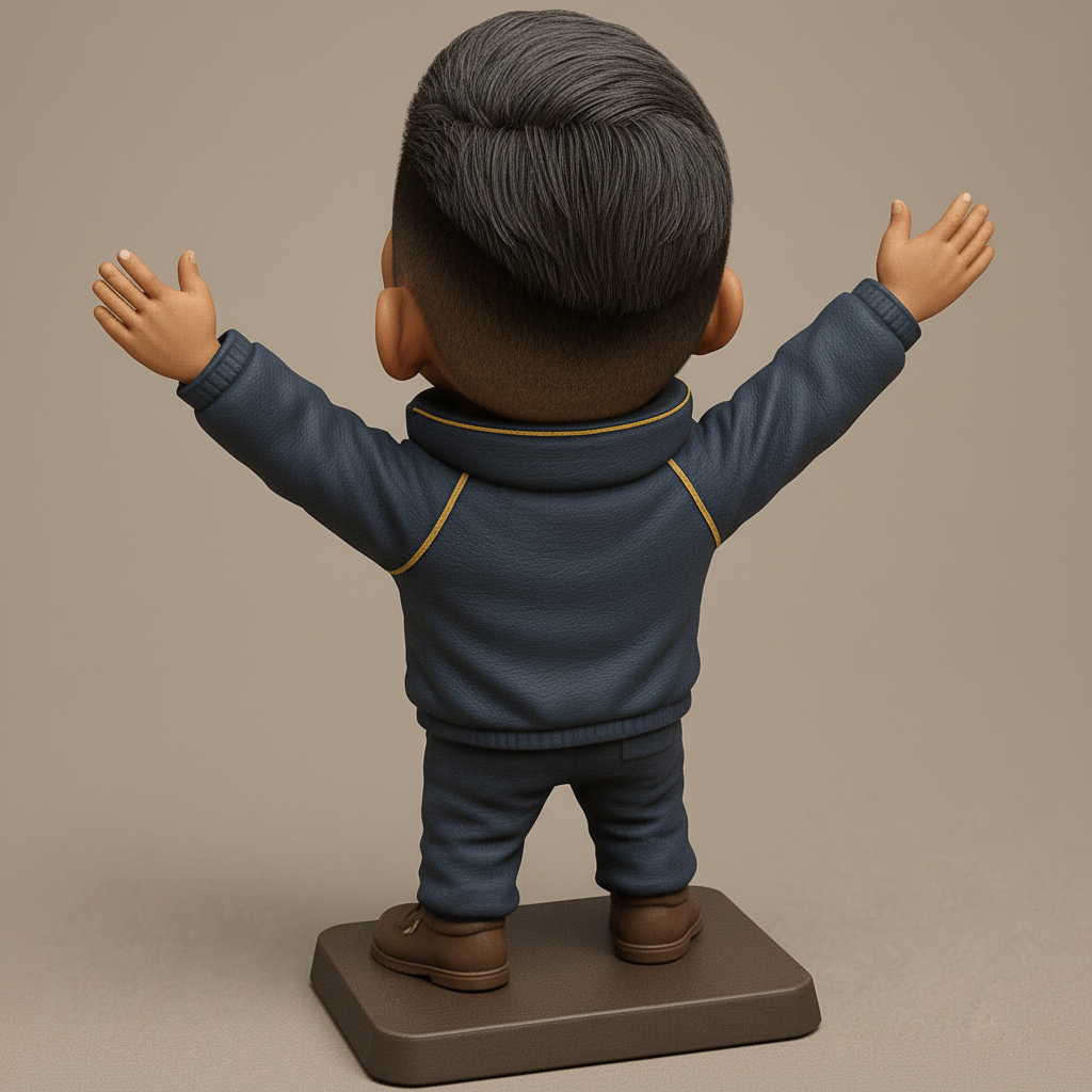 silhouette 3d printer maker-3d portrait printing_Joyful Bobblehead Man - Celebrate Happiness 3D Print