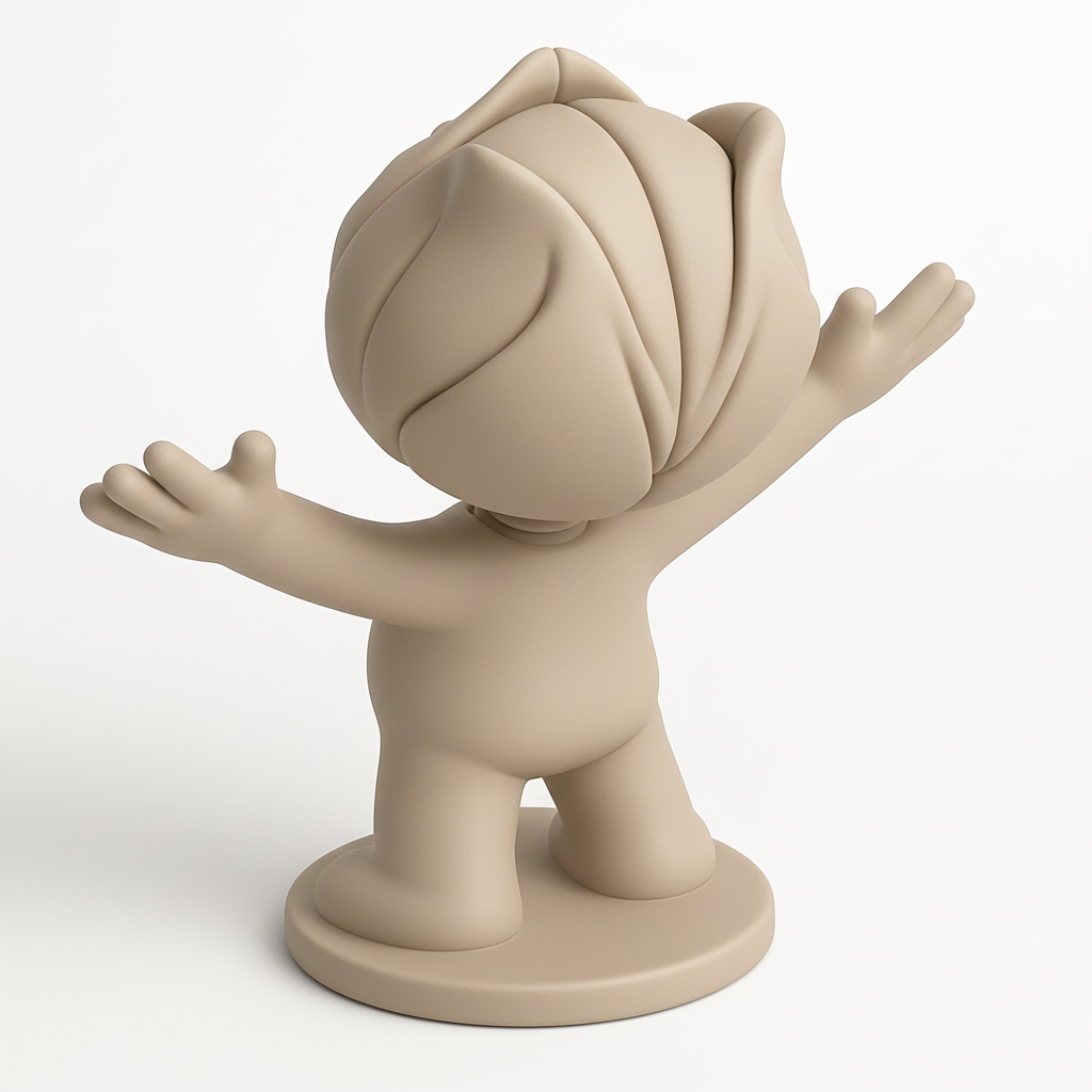 face anatomy 3d model-create 3d face model from photo_Smiling Sprout Bobblehead for a Boost of Joy