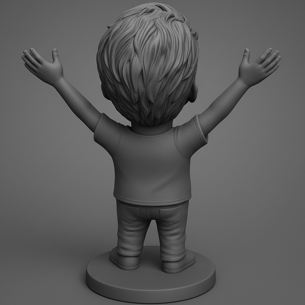 silhouette 3d printer maker-3d portrait printing_Joyful Spirit Bobblehead: A Smile for Your Desk