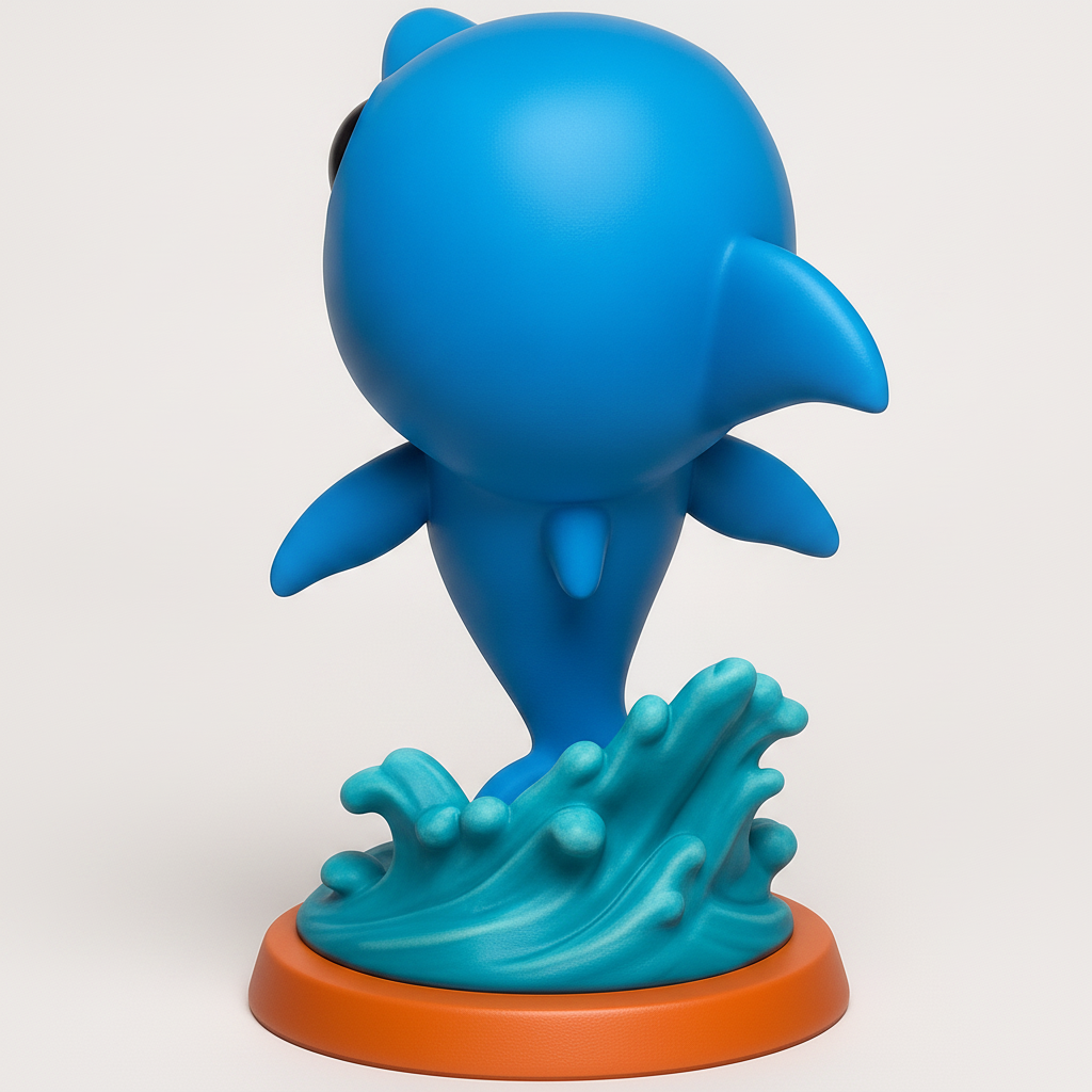 face to 3d model ai-3D portrait printing from photo_Happy Blue Dolphin Waves Figurine