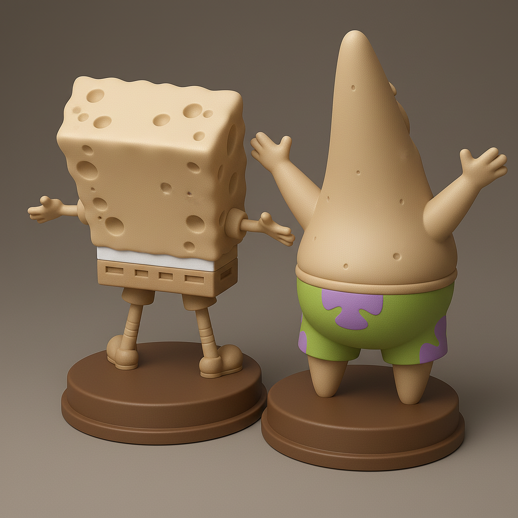 silhouette 3d printer maker-3d portrait printing_SpongeBob & Patrick Fun Figurines