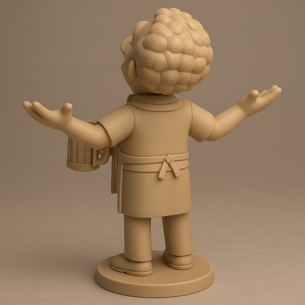 face anatomy 3d model-create 3d face model from photo_Cheerful Bartender Figurine