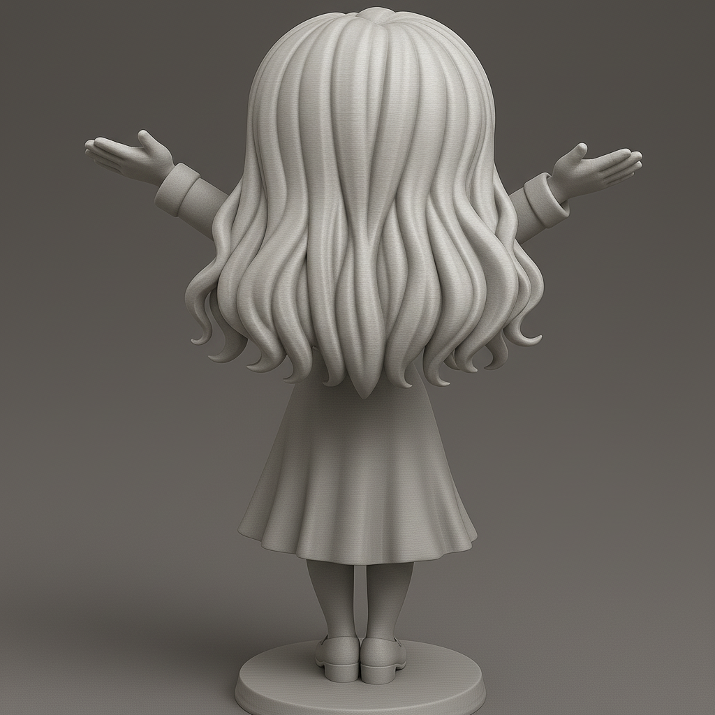 silhouette 3d printer maker-3d portrait printing_Joyful Girl Figurine for 3D Printing