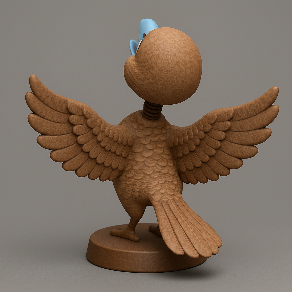 silhouette 3d printer maker-3d portrait printing_Cheerful Singing Bird Figurine