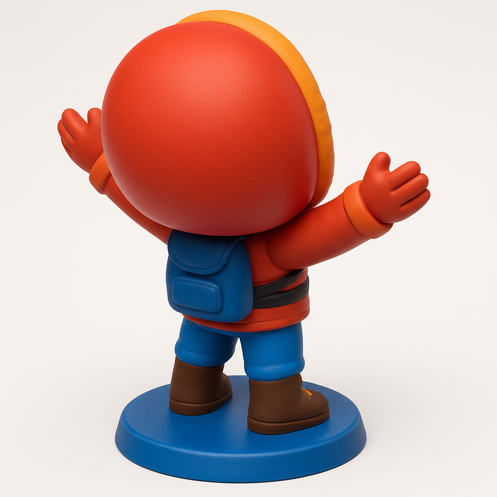 face anatomy 3d model-create 3d face model from photo_Joyful Hiker Figurine: Whimsical Desk & Shelf Decor