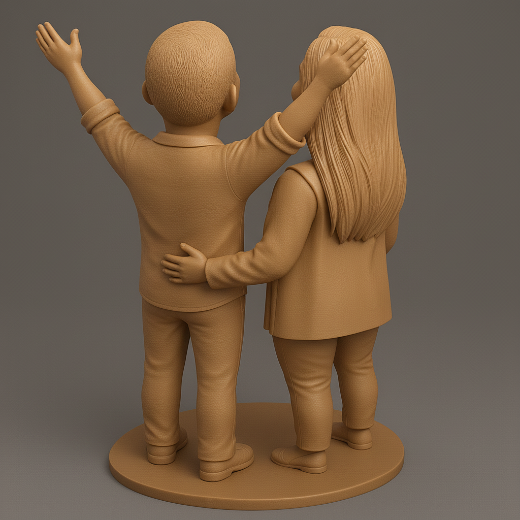 silhouette 3d printer maker-3d portrait printing_Joyful Couple Figurine for 3D Printing