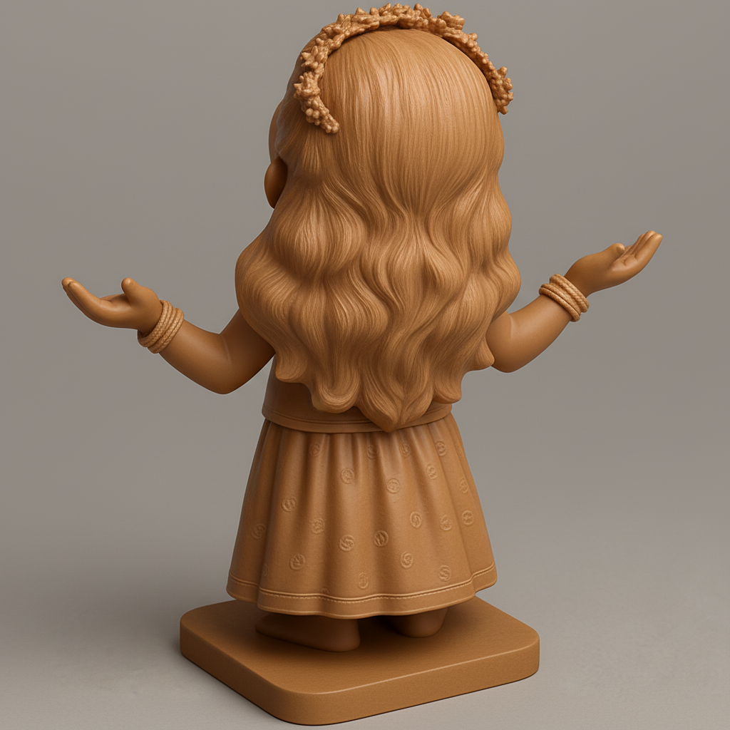 silhouette 3d printer maker-3d portrait printing_Serene Little Girl Figurine: Embrace Joy & Blessings