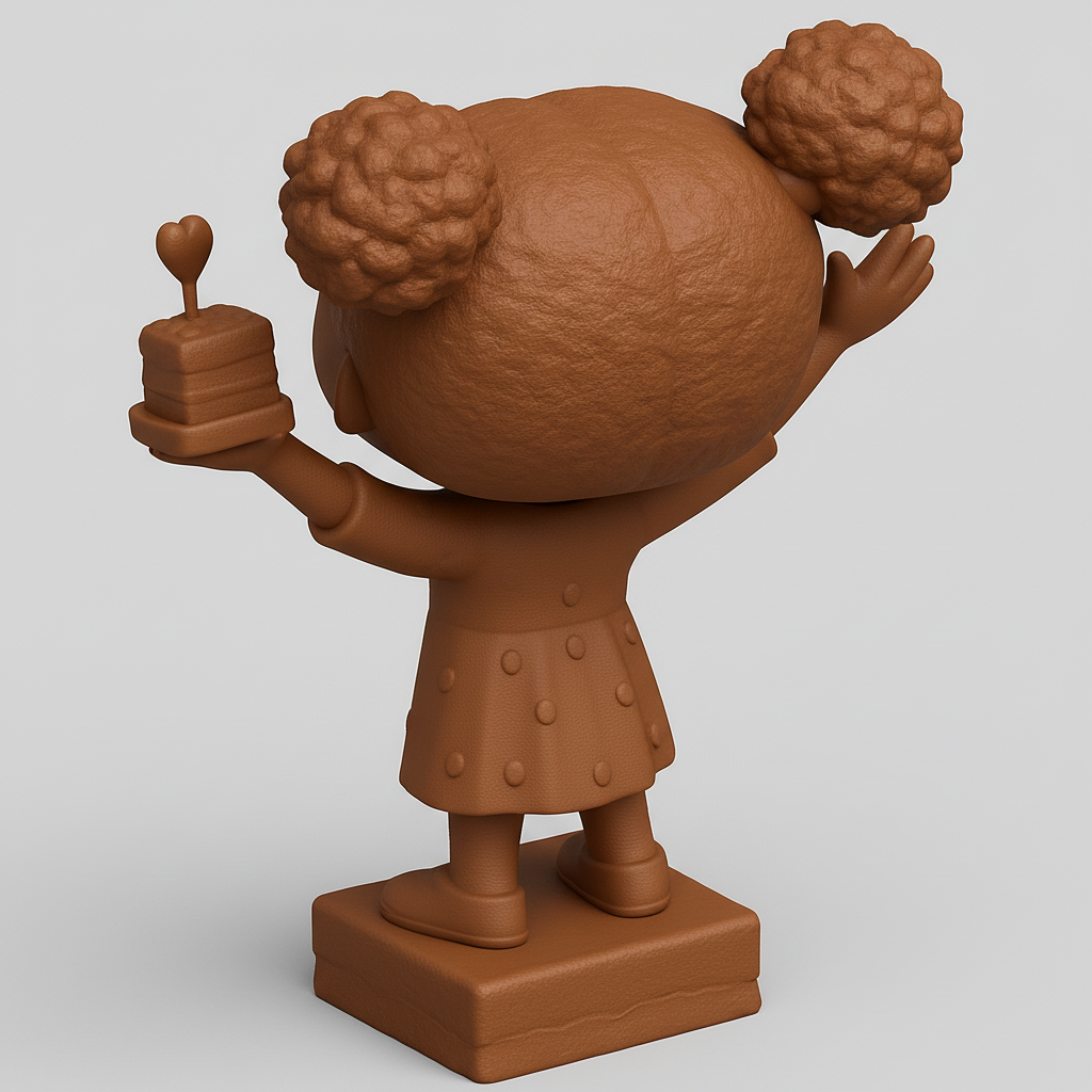 face to 3d model ai-3D portrait printing from photo_Sweetheart Celebrations: Charming Cake Girl Figurine