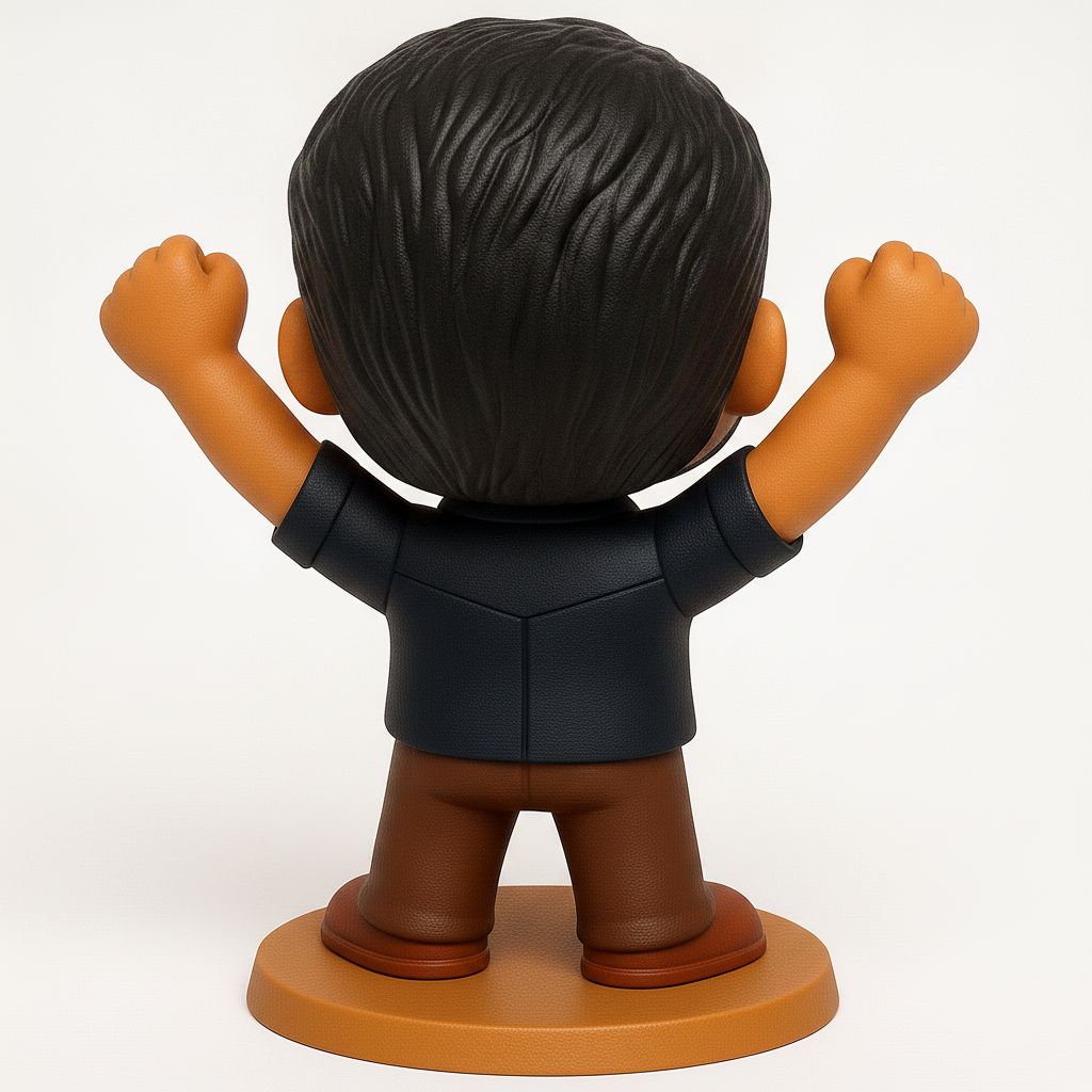 face to 3d model ai-3D portrait printing from photo_Celebrate Success: Enthusiastic Chibi Figurine