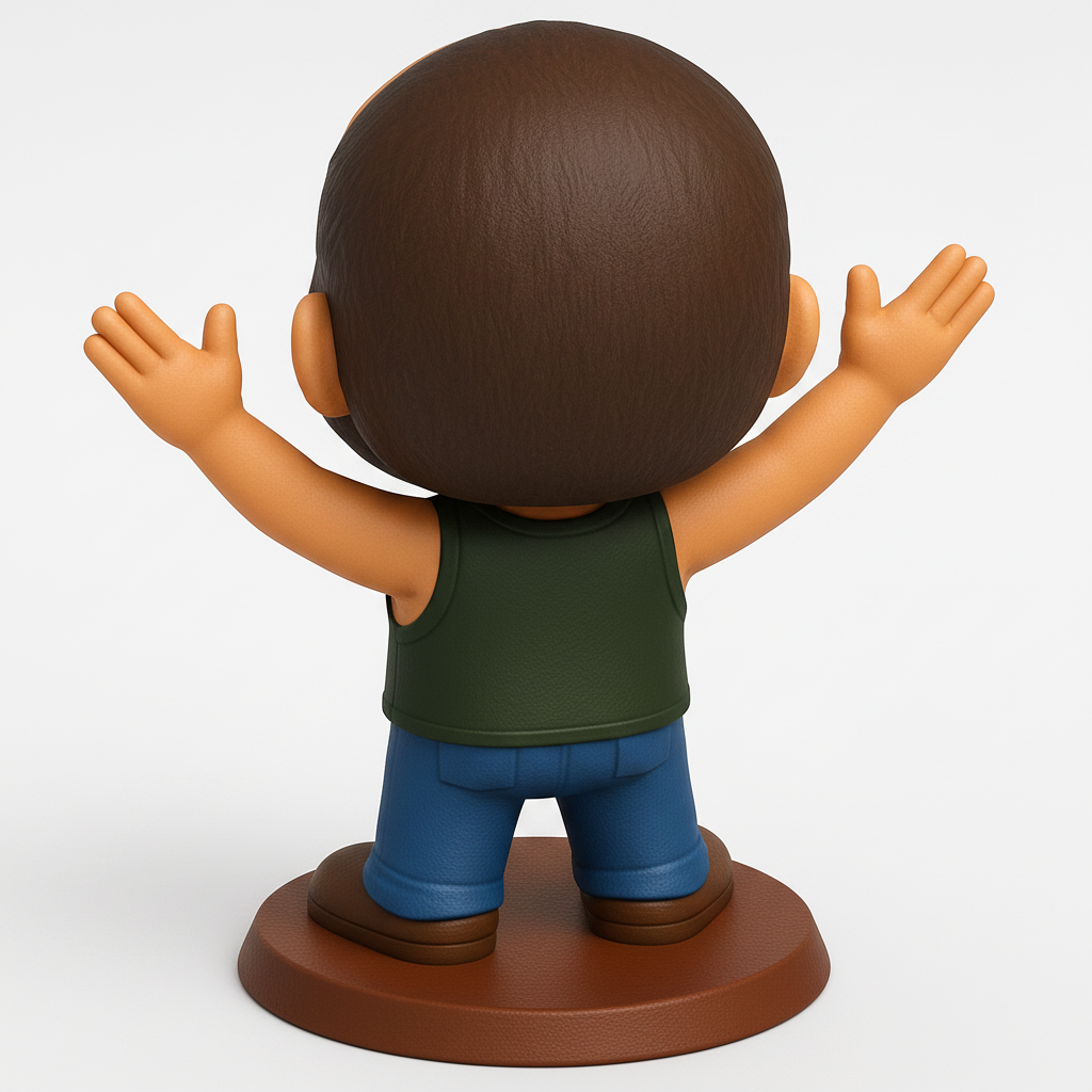 face to 3d model ai-3D portrait printing from photo_Enthusiastic Welcoming Guy Figurine - Desktop Joy!