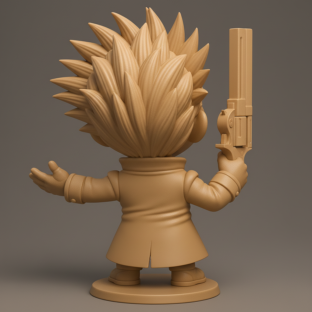 silhouette 3d printer maker-3d portrait printing_Cheerful Scientist Figurine with Revolver