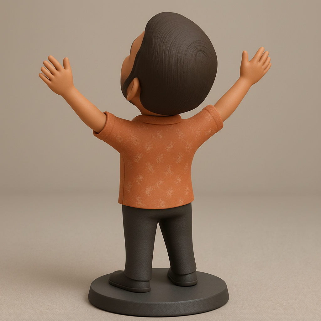 face anatomy 3d model-create 3d face model from photo_Joyful Man Figurine: Celebrate Success with a Smile!