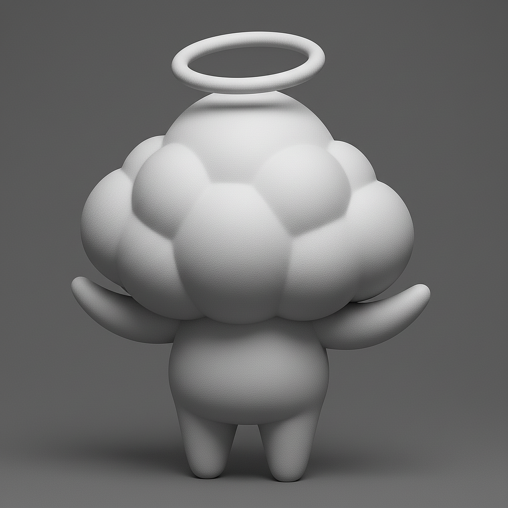 face anatomy 3d model-create 3d face model from photo_Cute Cloud Character with Halo