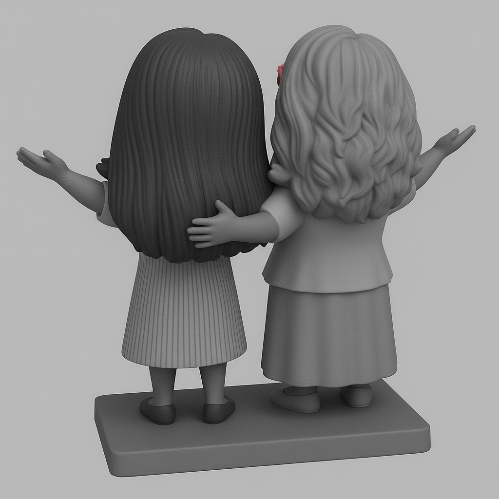silhouette 3d printer maker-3d portrait printing_Joyful Duo: Celebrating Friendship in 3D