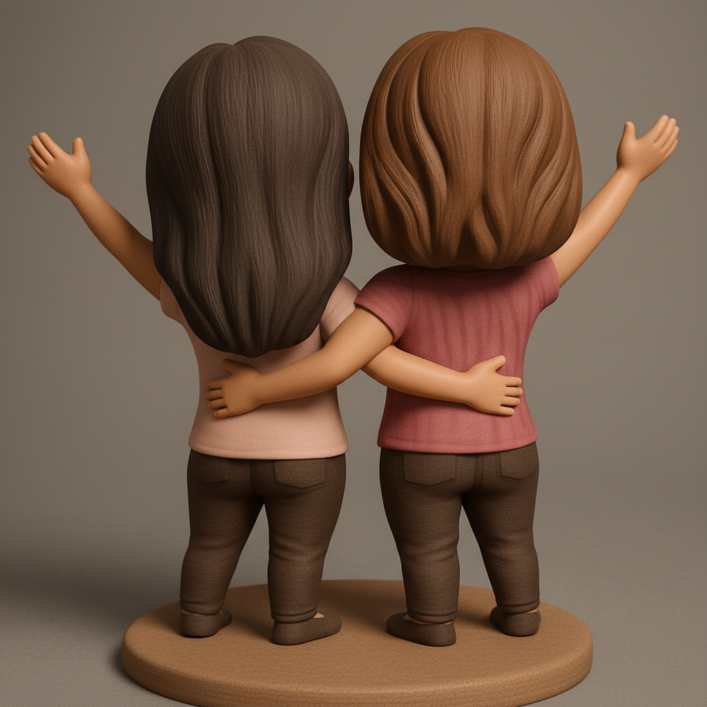 face anatomy 3d model-create 3d face model from photo_Cherished Memories: Personalized Duo Figurine