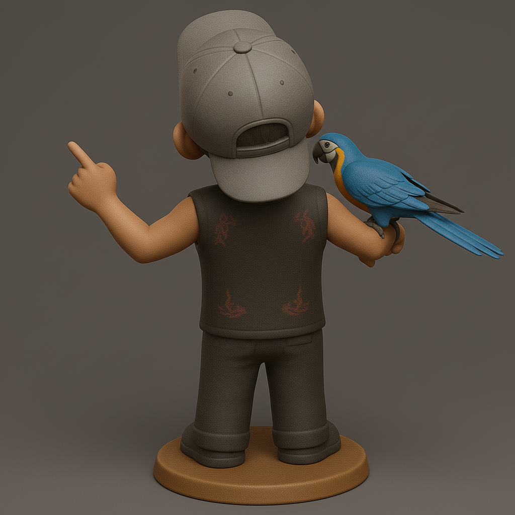 face anatomy 3d model-create 3d face model from photo_Adventurous Kid with Parrot Figurine