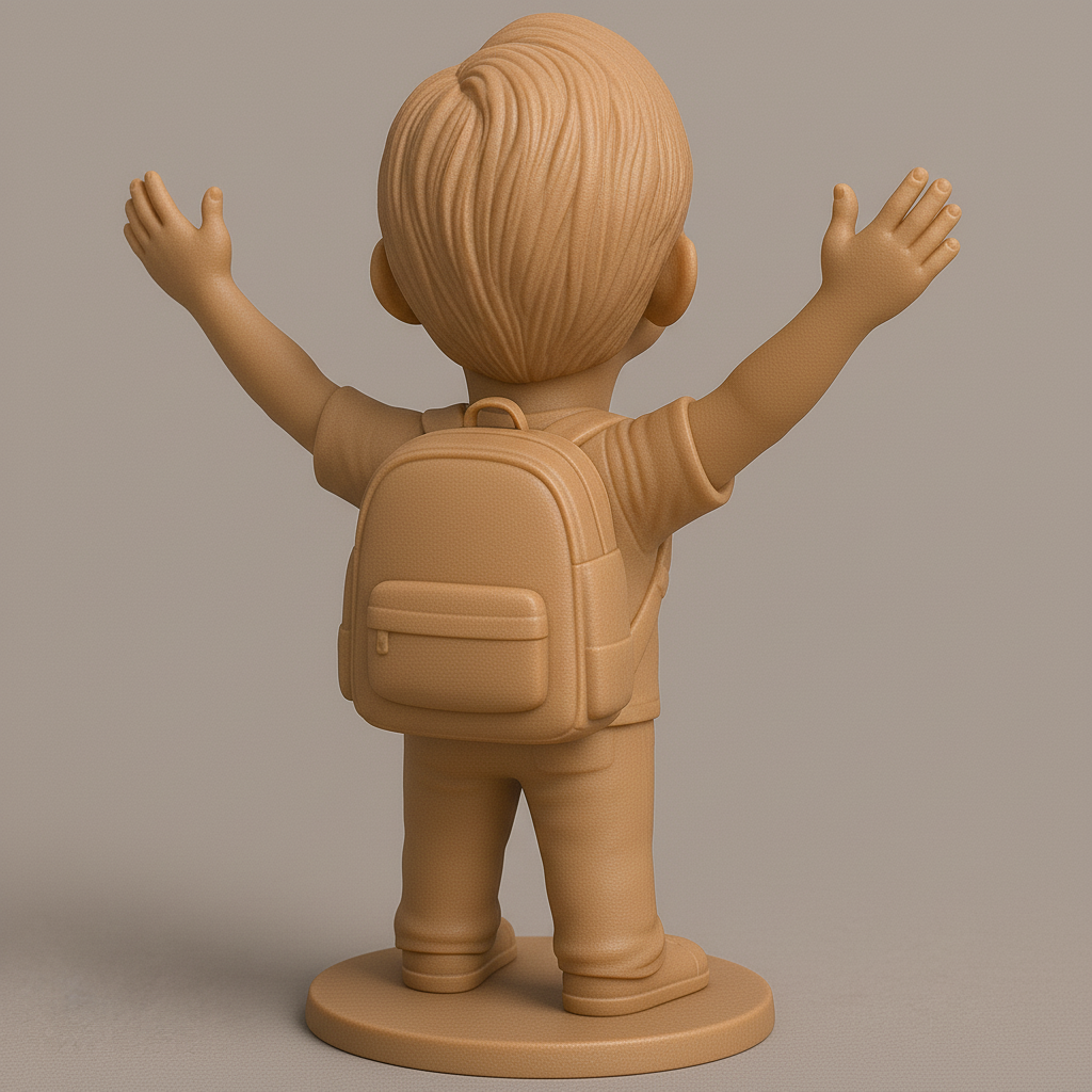 face anatomy 3d model-create 3d face model from photo_Joyful Kid with Backpack 3D Model