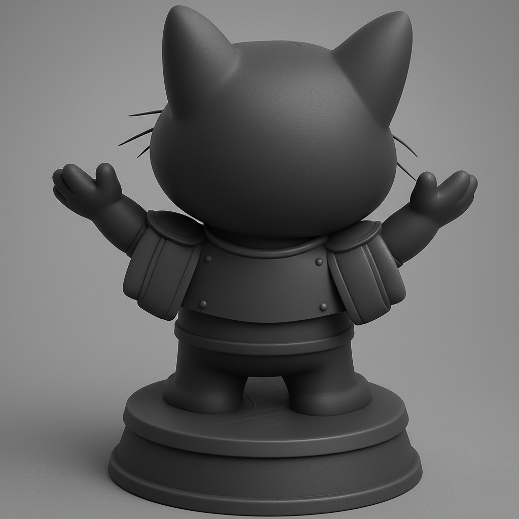 face anatomy 3d model-create 3d face model from photo_Embrace Joy: Happy Cat Bitzero Figurine 3D Model