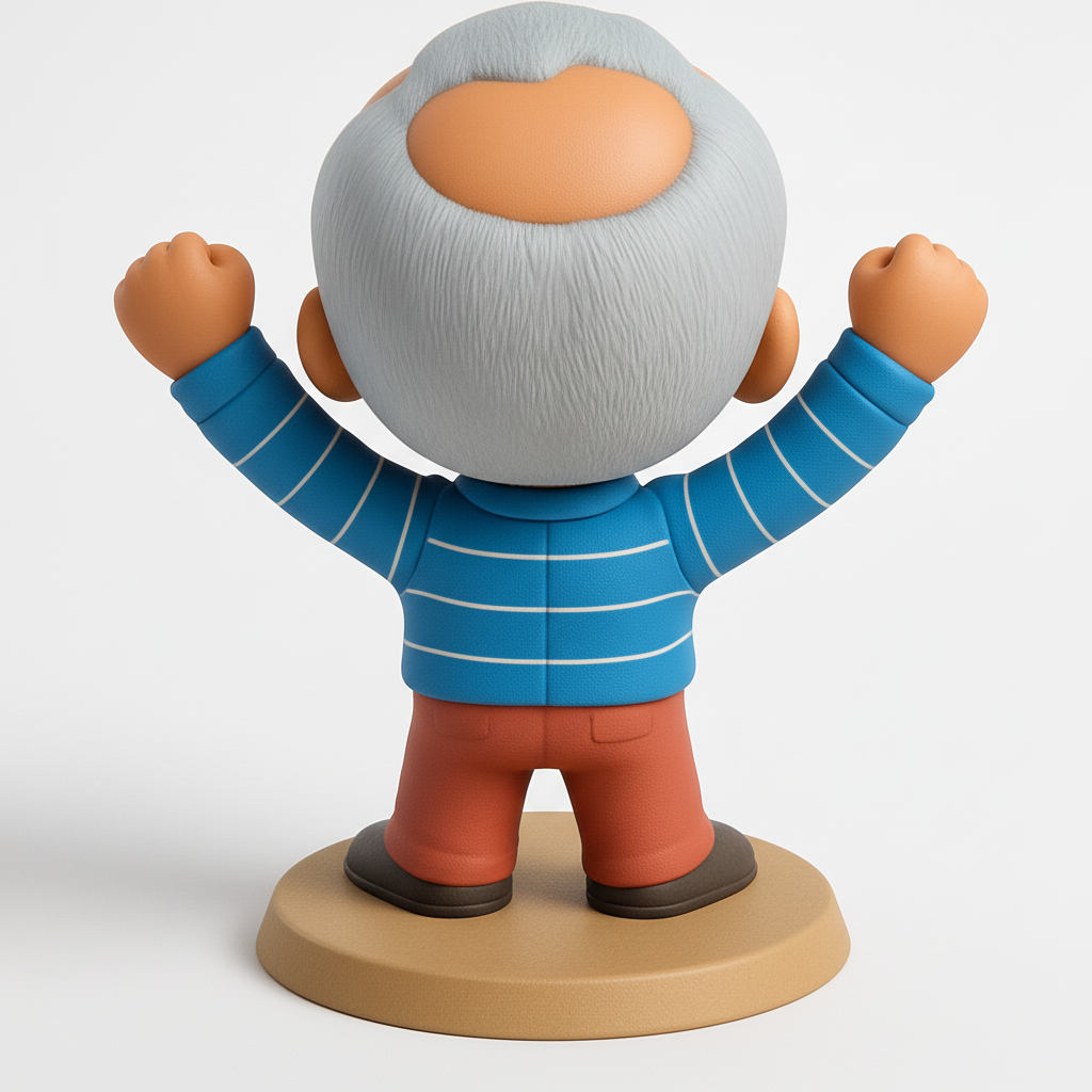 face to 3d model ai-3D portrait printing from photo_Happy Senior Figure: Celebrate Joy & Success!