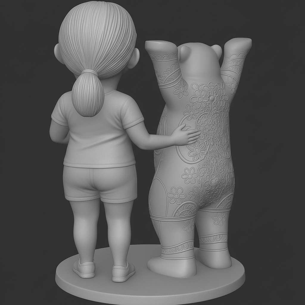 face anatomy 3d model-create 3d face model from photo_Joyful Child with Adorable Bear Companion