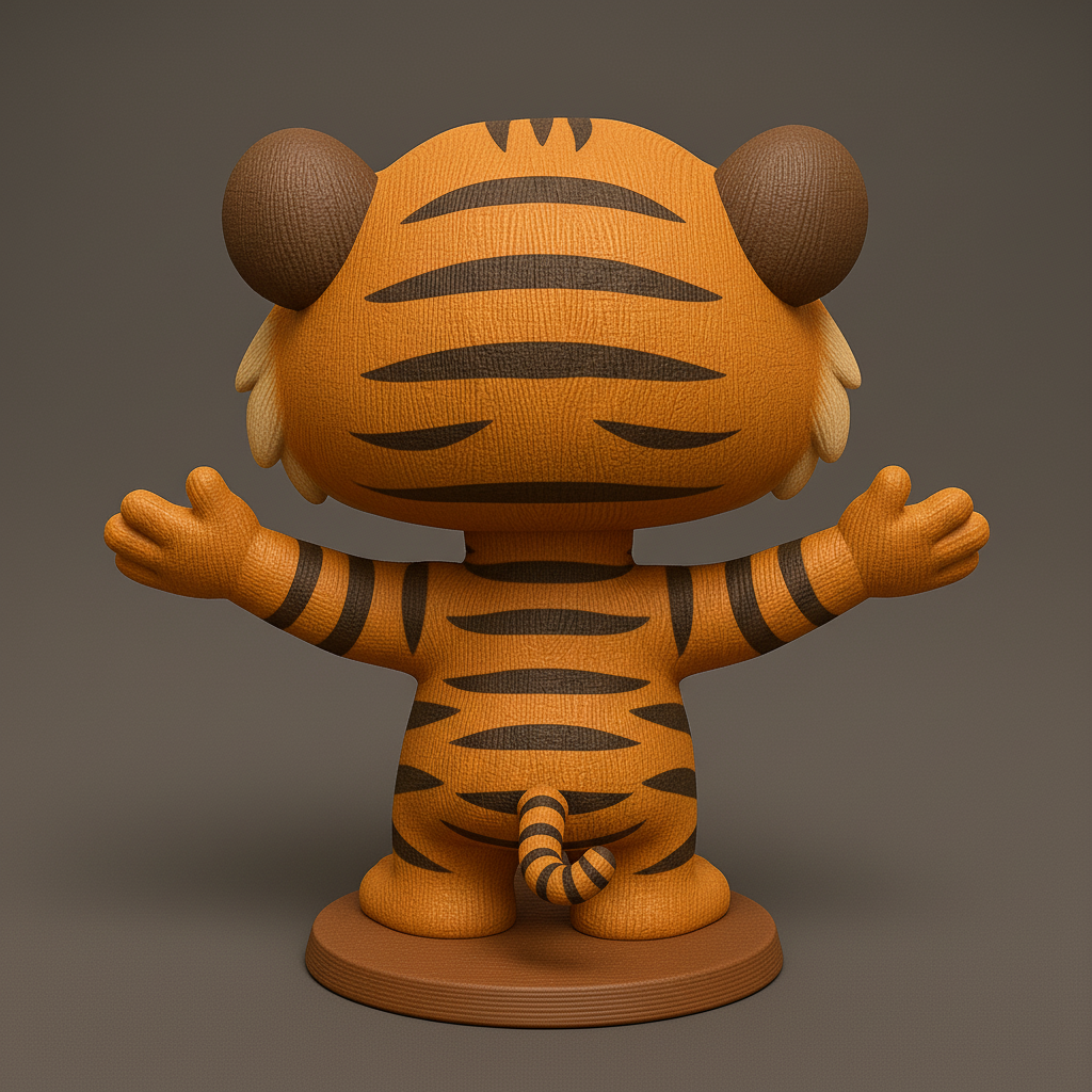 silhouette 3d printer maker-3d portrait printing_Cheerful Tiger Figurine for All Ages