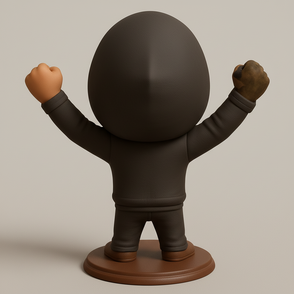 face to 3d model ai-3D portrait printing from photo_Happy Hoodie Hero Figurine - Celebrate Success!