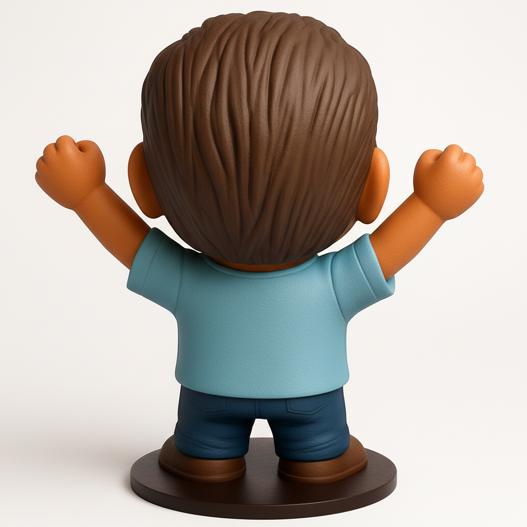 face to 3d model ai-3D portrait printing from photo_Chibi Man: Celebrate Success & Joyful Cheers!